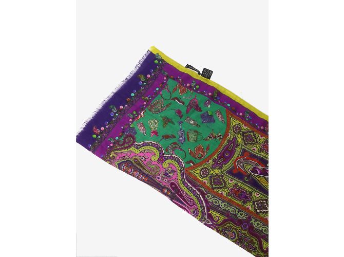 Etro Sciarpa viola con stampa paisley - vista 4
