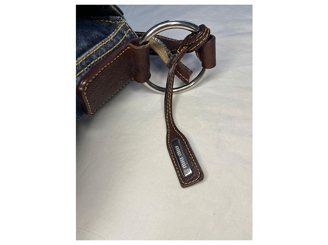 borsa a tracolla in denim miu miu Blu - vista 2