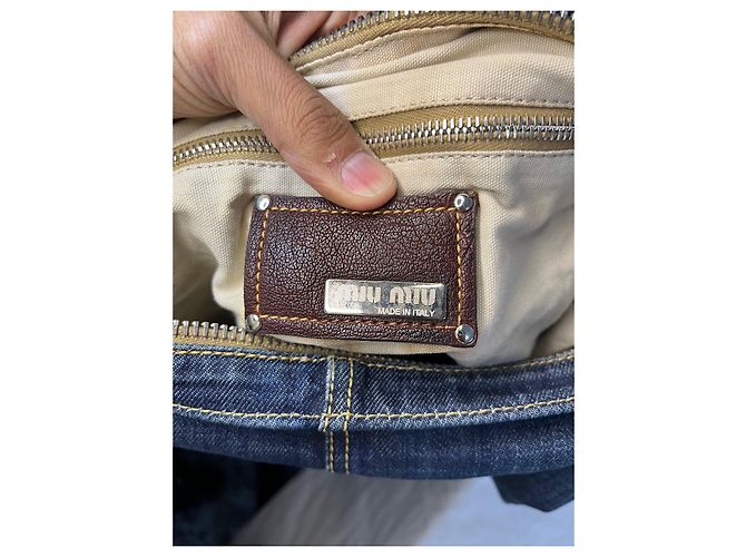 borsa a tracolla in denim miu miu Blu - vista 5