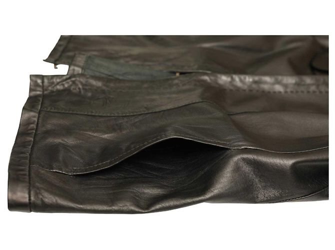 René Lezard Rene Lezard lambskin Ultra Soft Leather Collarless Jacket Size 36 hook eye Black - view 12