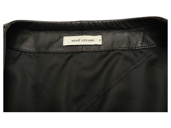 René Lezard Rene Lezard lambskin Ultra Soft Leather Collarless Jacket Size 36 hook eye Black - view 4
