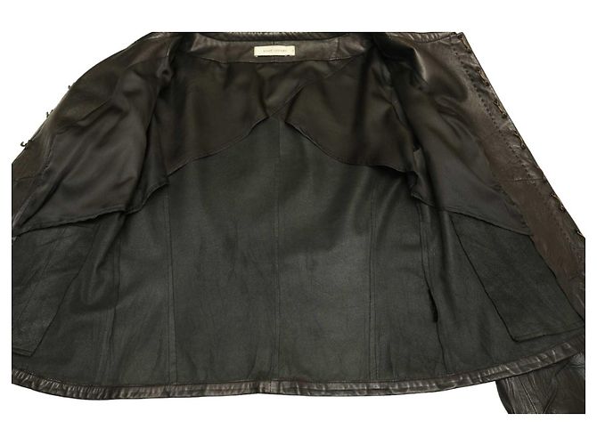 René Lezard Rene Lezard lambskin Ultra Soft Leather Collarless Jacket Size 36 hook eye Black - view 5