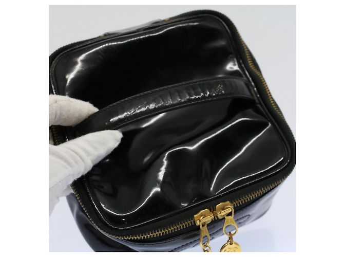 Neceser CHANEL Vanity Charol Negro CC Auth yb378 - vista 6