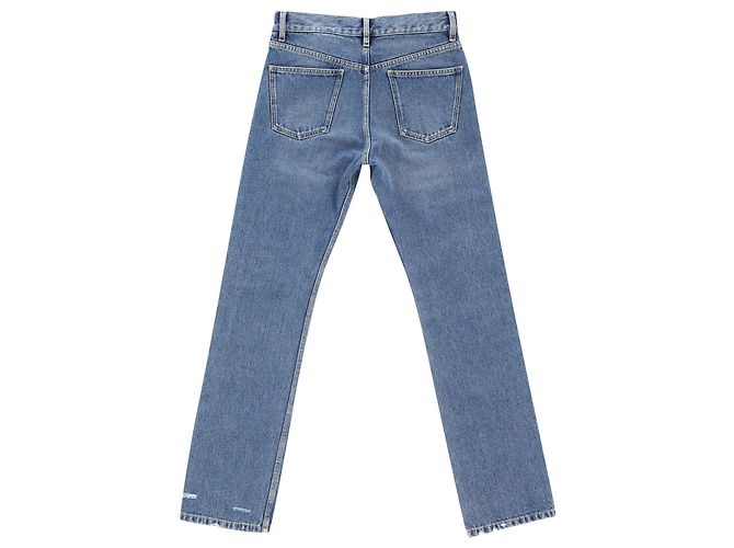 Jeans Balenciaga Slim Fit Distressed in cotone Blu - vista 2