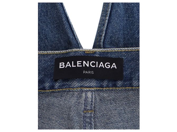 Jeans Balenciaga Slim Fit Distressed in cotone Blu - vista 3