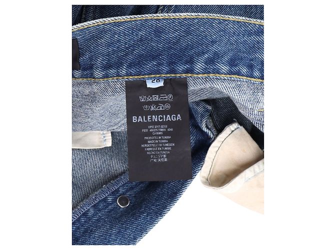 Jeans Balenciaga Slim Fit Distressed in cotone Blu - vista 4