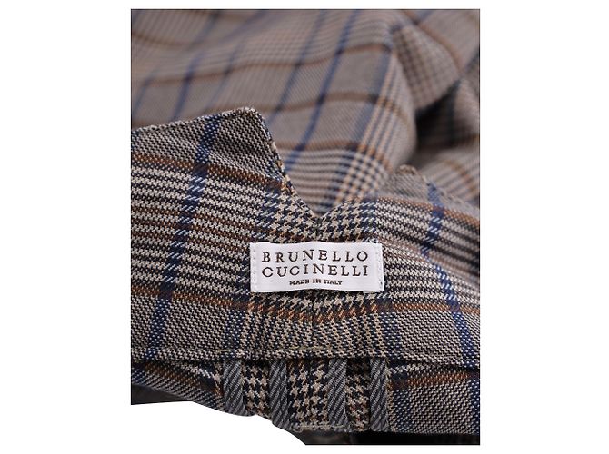 Brunello Cucinelli Wo Cuffed Plaid-Hose aus grauer Schurwolle - Ansicht 2