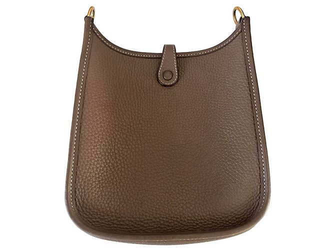 Hermès Evelyne TPM 16 en Cuir Clémence Marron 'Etoupe' - vue 8