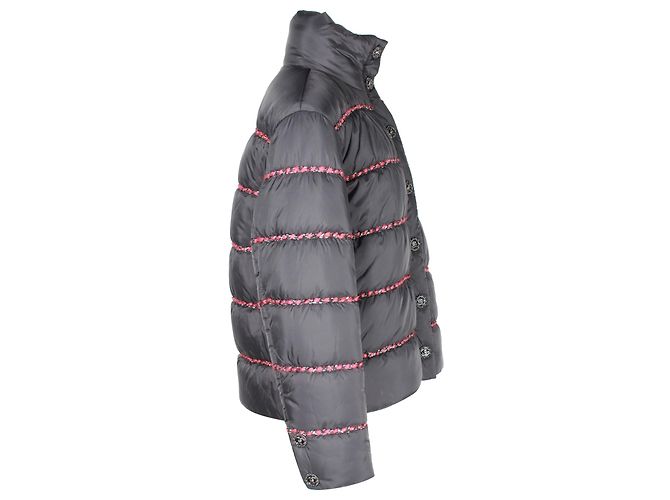 Chanel Trimmed Quilted Puffer Jacket in Black Polyamide - view 2