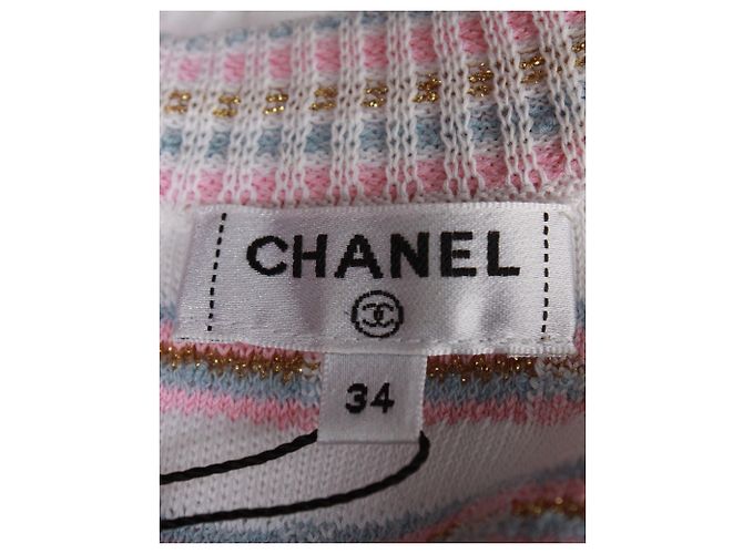 Strukturiertes Chanel-Strickkleid aus hellrosa Baumwolle - Ansicht 4
