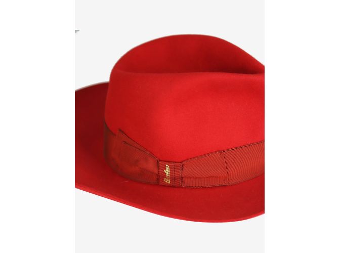 Borsalino Roter Filz-Fedora – Größe EU 58 - Ansicht 4