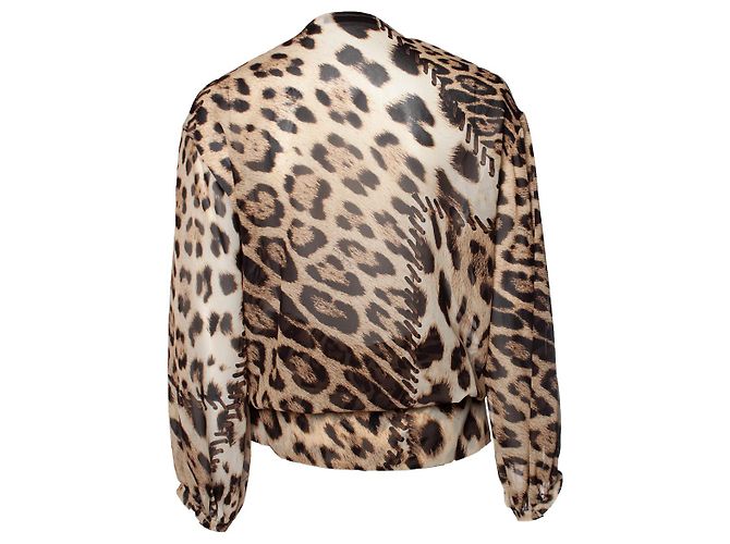 Roberto Cavalli, Top transparente con estampado de leopardo Castaño - vista 2