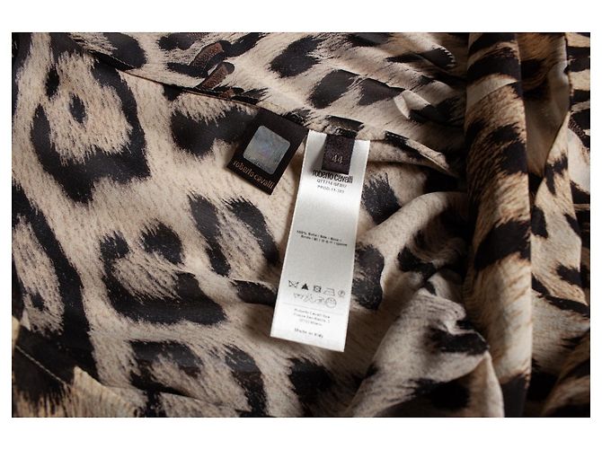 Roberto Cavalli, Top transparente con estampado de leopardo Castaño - vista 5