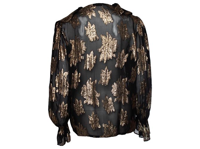 IRO, Schwarz-goldene Labra-Lurex-Rüschenbluse - Ansicht 2
