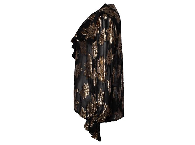 IRO, Schwarz-goldene Labra-Lurex-Rüschenbluse - Ansicht 4