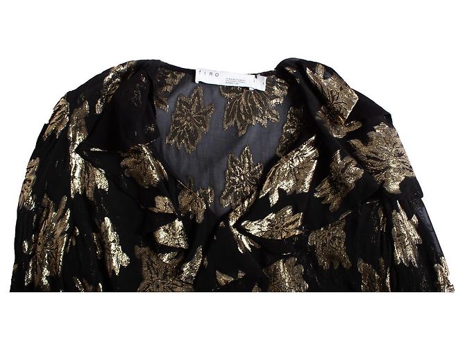 IRO, Schwarz-goldene Labra-Lurex-Rüschenbluse - Ansicht 7