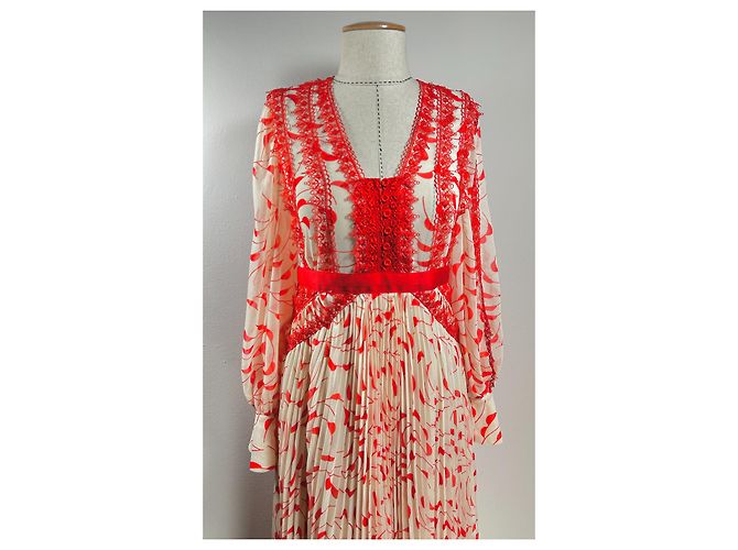 Self Portrait Kleid Rot Mehrfarbig Polyester Mehrfarben - Ansicht 2