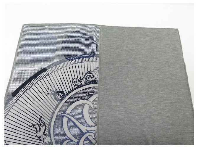 Hermès NUOVA STOLA HERMES EX LIBRIS HUGO GRYGKAR 162 X 64 STOLA GRIGIA IN SETA E CASHMERE CM Grigio - vista 2