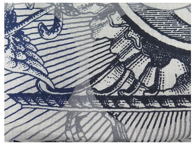 Hermès NUOVA STOLA HERMES EX LIBRIS HUGO GRYGKAR 162 X 64 STOLA GRIGIA IN SETA E CASHMERE CM Grigio - vista 3
