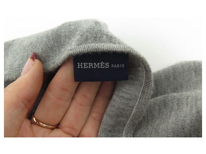 Hermès NUOVA STOLA HERMES EX LIBRIS HUGO GRYGKAR 162 X 64 STOLA GRIGIA IN SETA E CASHMERE CM Grigio - vista 4