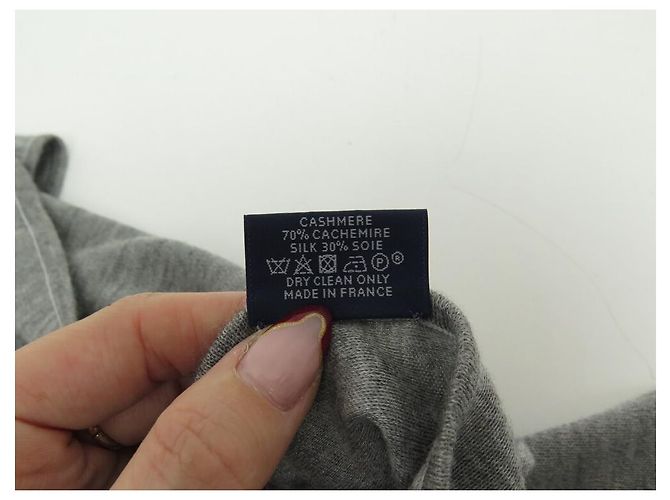 Hermès NUOVA STOLA HERMES EX LIBRIS HUGO GRYGKAR 162 X 64 STOLA GRIGIA IN SETA E CASHMERE CM Grigio - vista 5