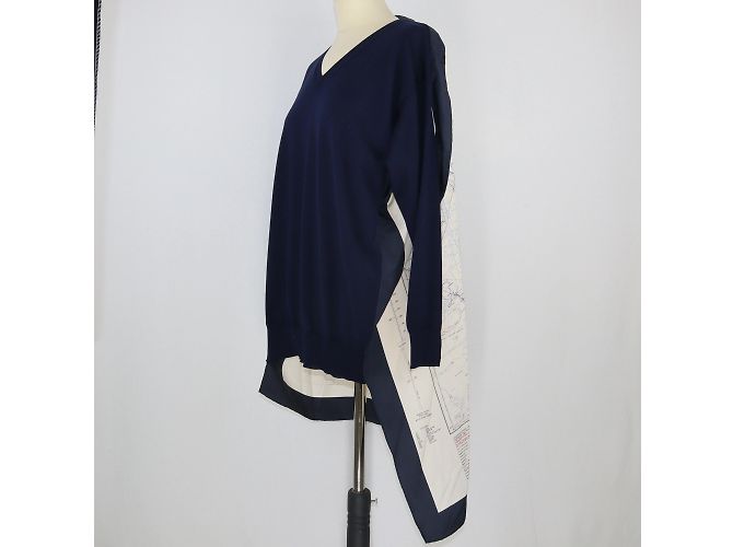 Céline Azul/Top de manga larga con estampado de mapa blanco - vista 2