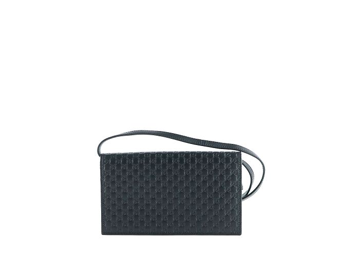 GUCCI - Borsa a spalla in pelle con logo GG in rilievo Nero - vista 3