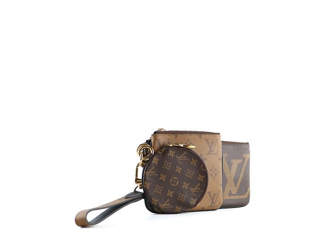 LOUIS VUITTON - Pochette tripla in tela monogramma Marrone - vista 2