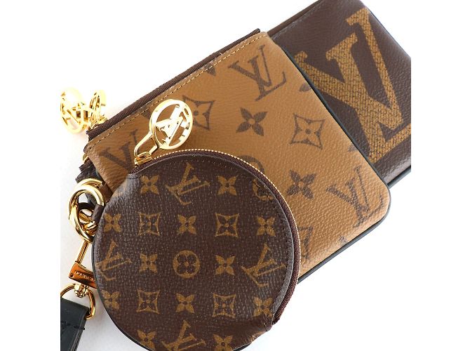 LOUIS VUITTON - Pochette tripla in tela monogramma Marrone - vista 4