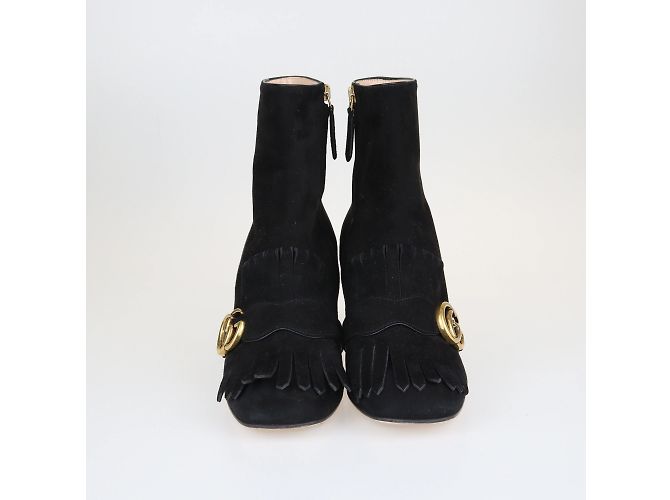 Gucci Botines negros con flecos GG Marmont - vista 2