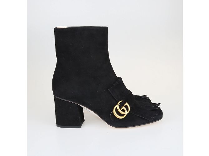 Gucci Botines negros con flecos GG Marmont - vista 3