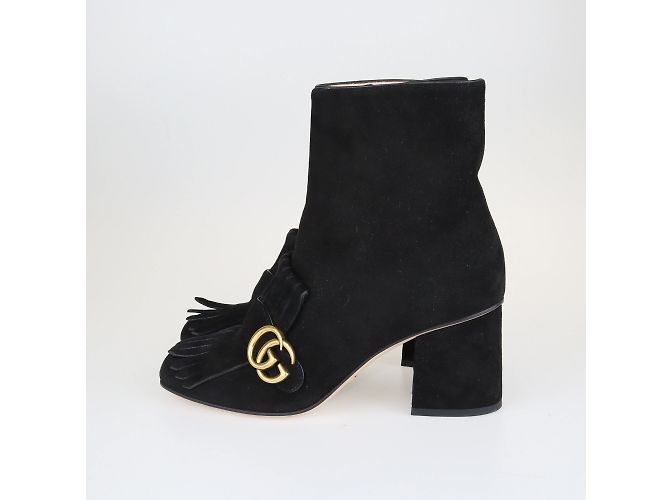 Gucci Botines negros con flecos GG Marmont - vista 4