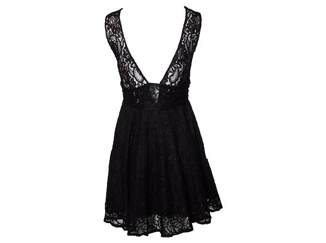 Autre Marque Flavio Castellani, vestido de encaje negro de una línea - vista 3
