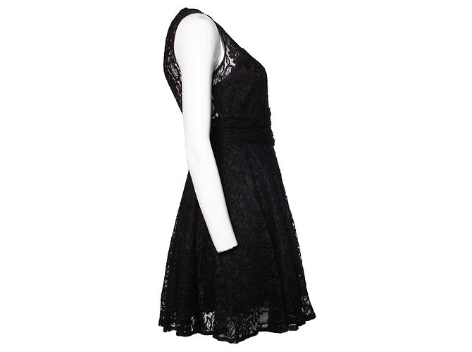 Autre Marque Flavio Castellani, vestido de encaje negro de una línea - vista 4