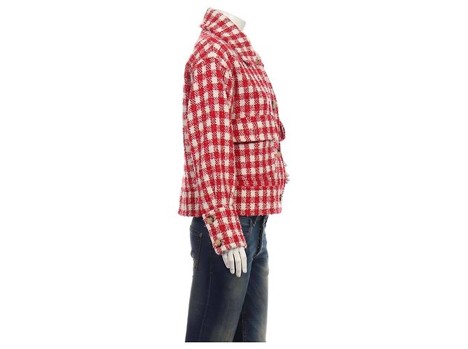 Autre Marque Giacca Gingham NEO NOIR Borgogna Bianco Lana L Multicolore Bordò - vista 3