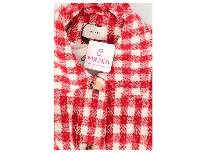 Autre Marque Giacca Gingham NEO NOIR Borgogna Bianco Lana L Multicolore Bordò - vista 4