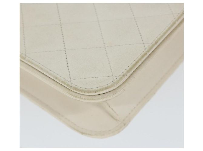CHANEL Borsa a tracolla con catena Matelasse Pelle di agnello bianca CC Auth 57353 Bianco - vista 11