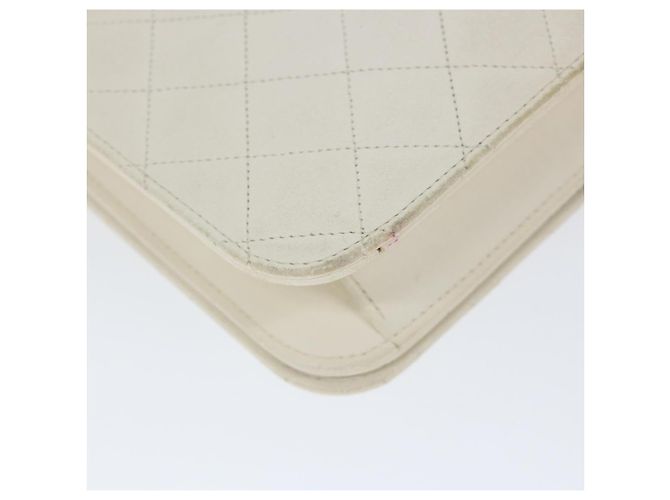 CHANEL Borsa a tracolla con catena Matelasse Pelle di agnello bianca CC Auth 57353 Bianco - vista 13