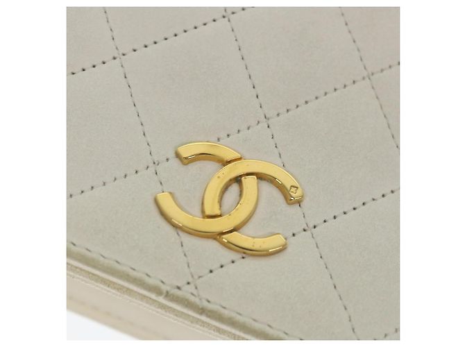 CHANEL Borsa a tracolla con catena Matelasse Pelle di agnello bianca CC Auth 57353 Bianco - vista 14