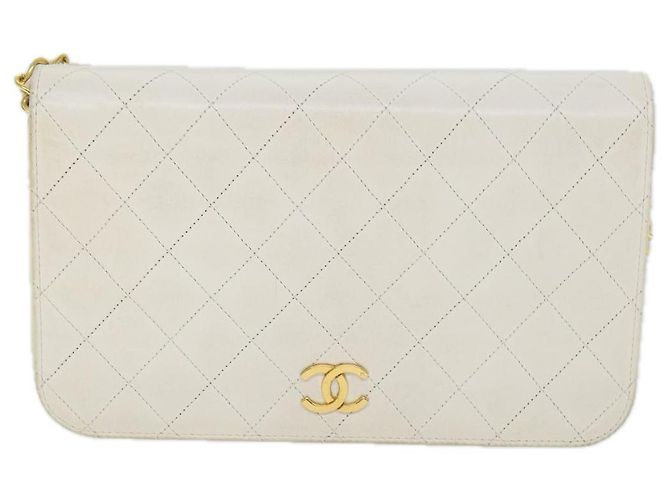 CHANEL Borsa a tracolla con catena Matelasse Pelle di agnello bianca CC Auth 57353 Bianco - vista 2