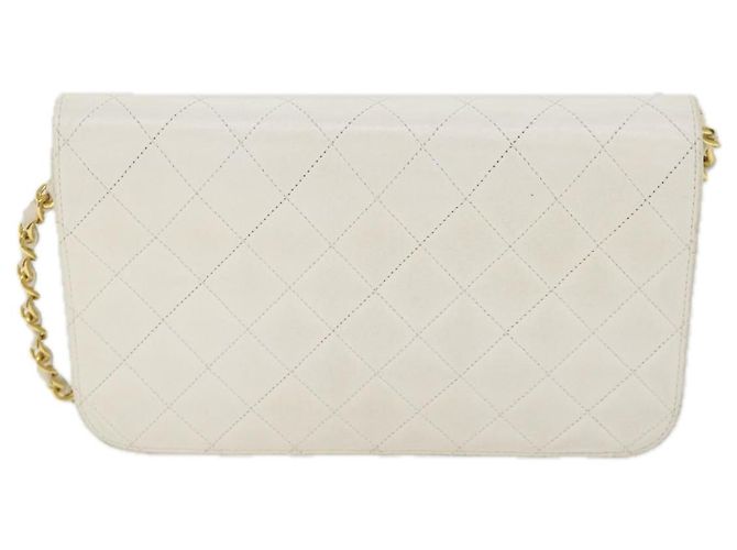 CHANEL Borsa a tracolla con catena Matelasse Pelle di agnello bianca CC Auth 57353 Bianco - vista 3