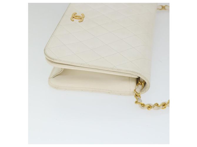 CHANEL Borsa a tracolla con catena Matelasse Pelle di agnello bianca CC Auth 57353 Bianco - vista 5