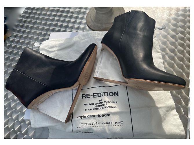 Stivaletti Maison Martin Margiela Invisible Wedge Pump Pelle Nera - vista 4