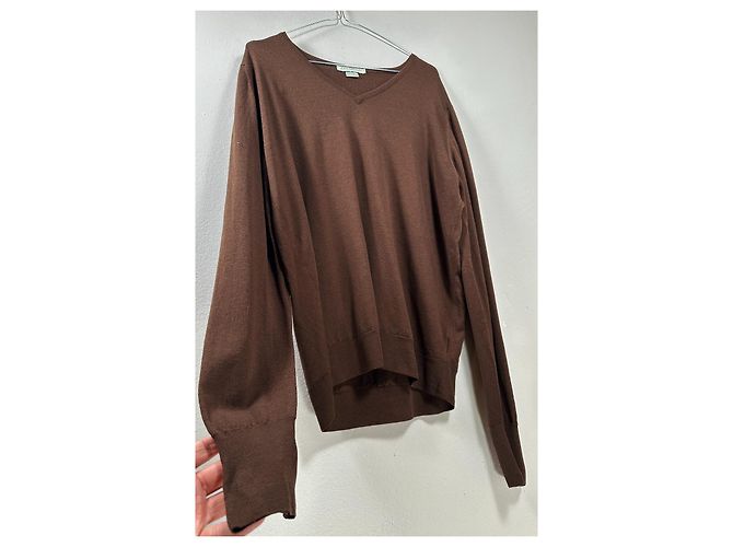 John Smedley V-Ausschnitt Pullover aus extrafeiner Merinowolle Braun - Ansicht 3