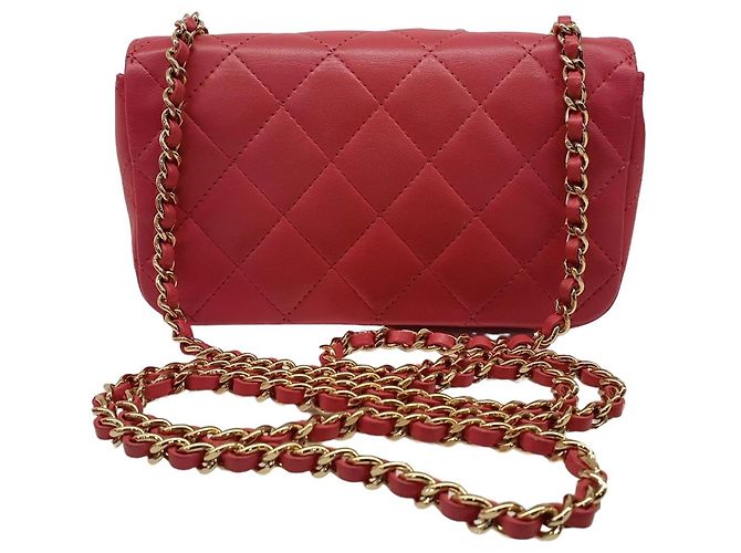 Borsa Chanel Lucky mini flap rosa in pelle di agnello - vista 12