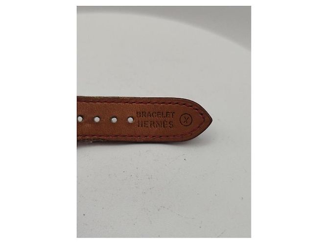 Relógio Hermès Médor banhado a ouro com pulseira de couro Branco - vista 10