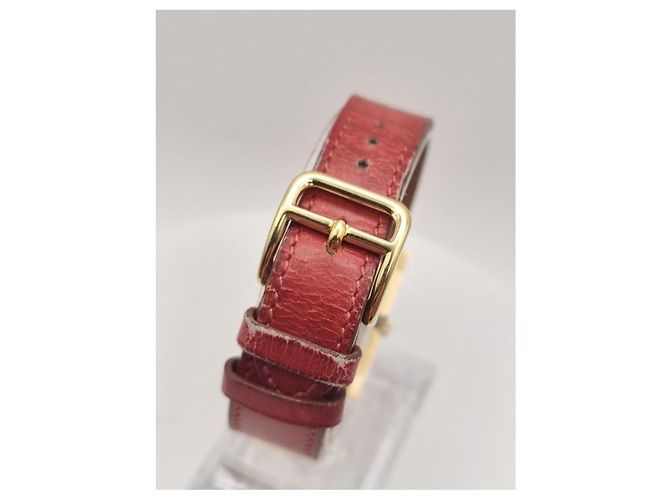 Relógio Hermès Médor banhado a ouro com pulseira de couro Branco - vista 5