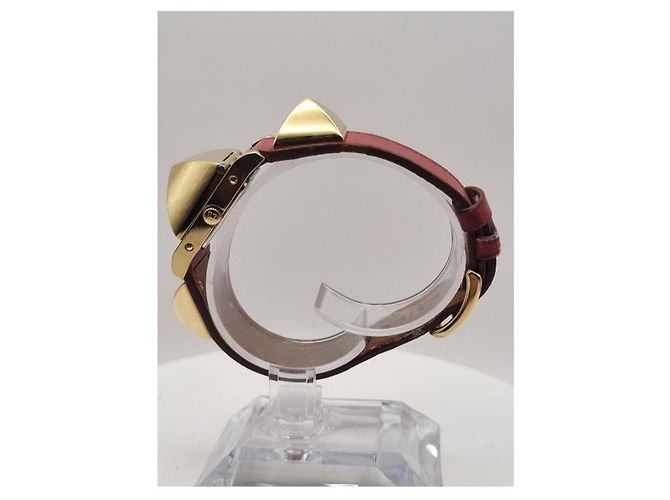 Relógio Hermès Médor banhado a ouro com pulseira de couro Branco - vista 7
