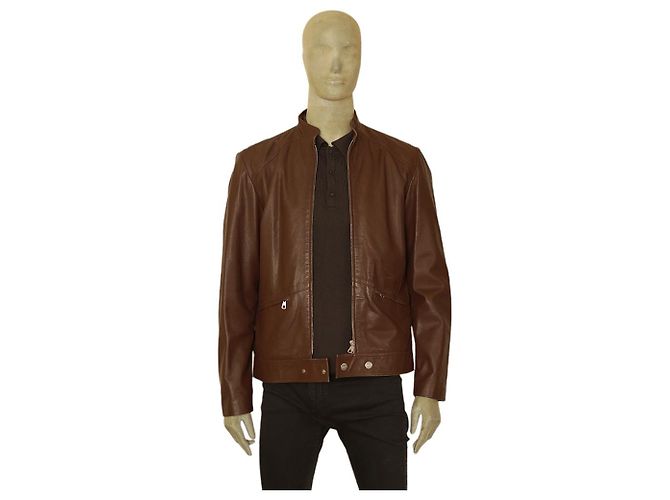Iceberg Brown leather Zipper Front Classic Men Leather Jacket size 50 - view 4