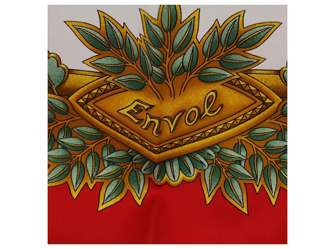 Hermès HERMES CARRE 90 ENVOL Schal Seide Rot Auth ac2342 - Ansicht 11
